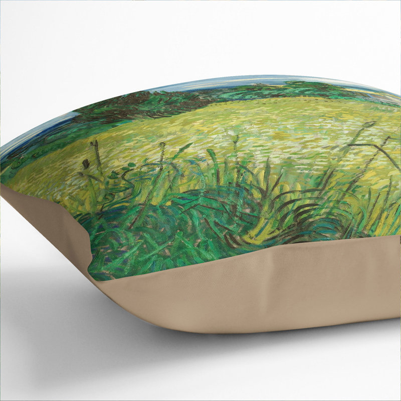 Green Field Square Throw Cushion, Stone, 40cm H x 40cm W x 15cm D