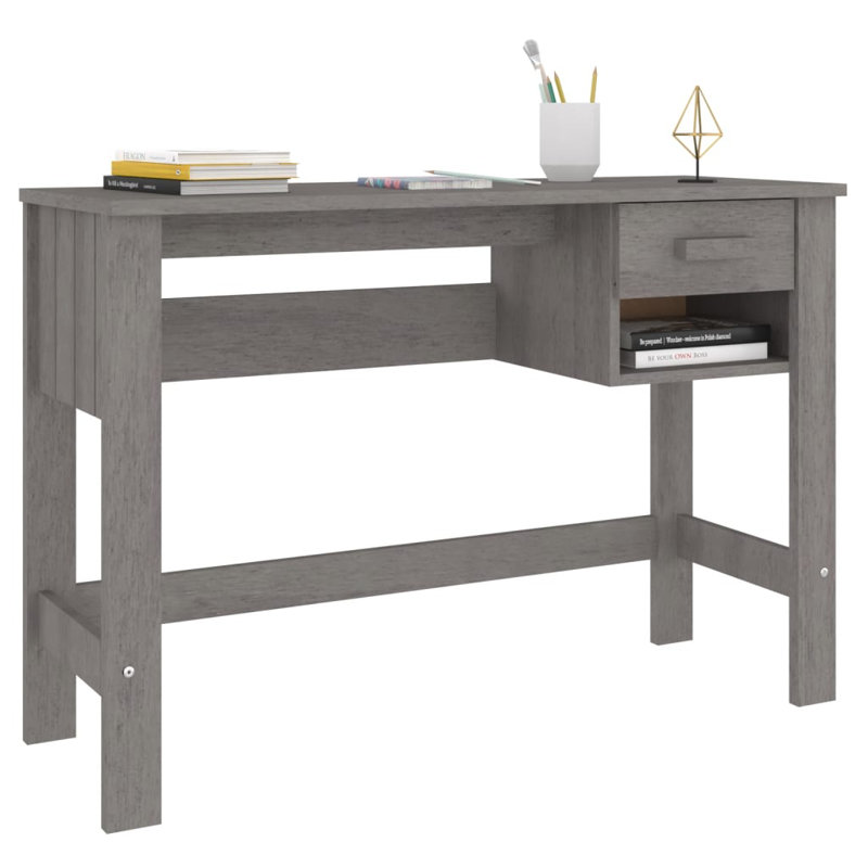 Harneen Solid Wood Writing Desk, Light Grey