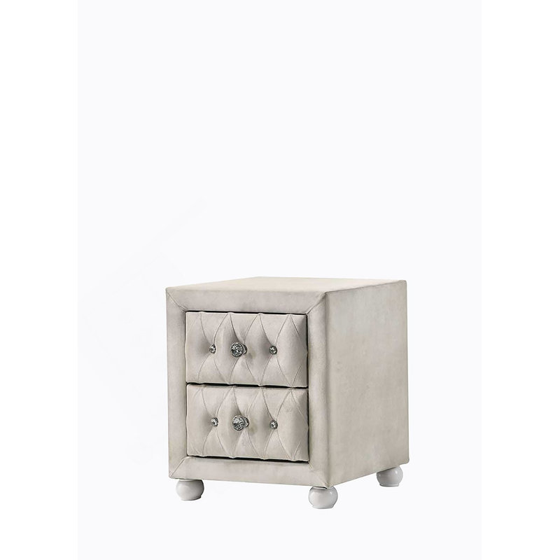 Table de chevet beige en tissu