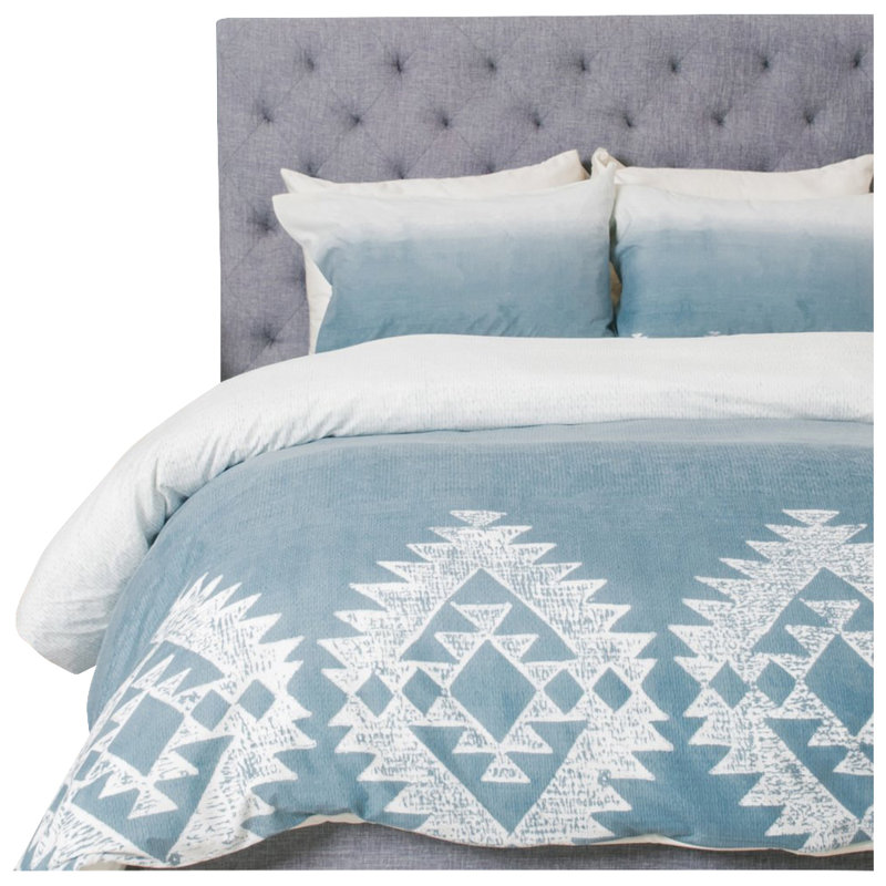 Rustic Polyester Geometric Shapes Duvet Cover, Twin/Twin XL Duvet Cover + 1 Standard Sham