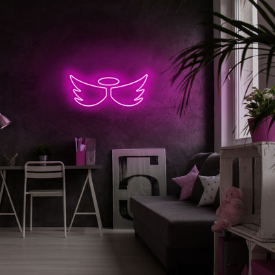 Bande lumineuse néon flexible, rose, 20,5 x 9,1 x 0,8 pouces | Étanche IP67, adaptateur d'alimentation 12 V inclus, système de suspension murale intégré | Idéal pour la décoration intérieure, les fêtes et les événements | Écoénergétique (22,7 watts)