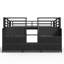 Lit simple mezzanine bas avec tiroirs de rangement, tablettes et lumières - Lit mezzanine en métal avec espace sous le lit indépendant, noir-129506365
