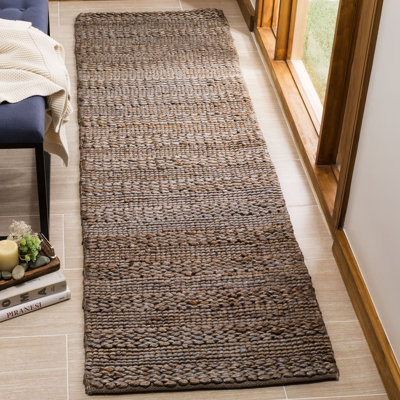 Tapis rayé beige en jute / coton tissé à la main Concord