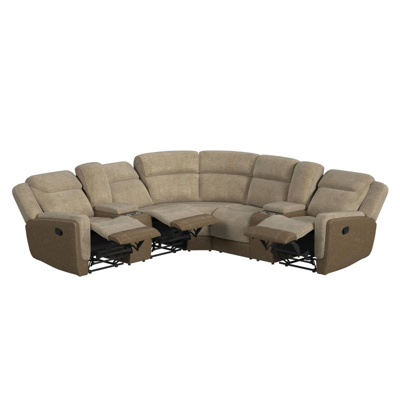 Ensemble modulaire 3 pièces avec console et 2 fauteuils inclinables Picket House Furnishings Viper