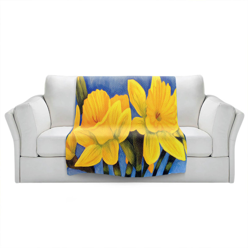  Couverture jonquilles, 68 po x 80 po