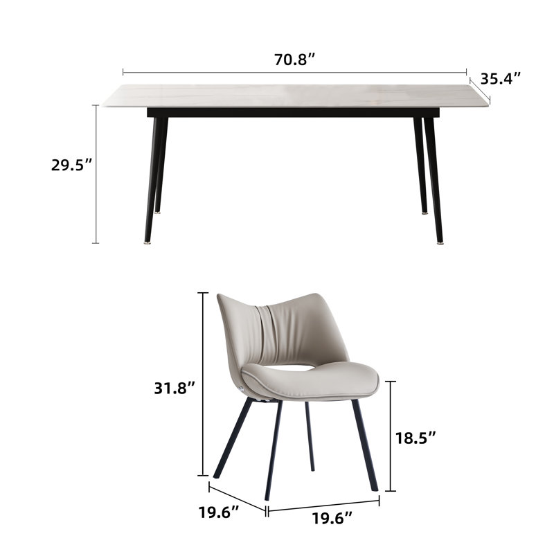 Ensemble de chaises de table de salle à manger 70,8 po