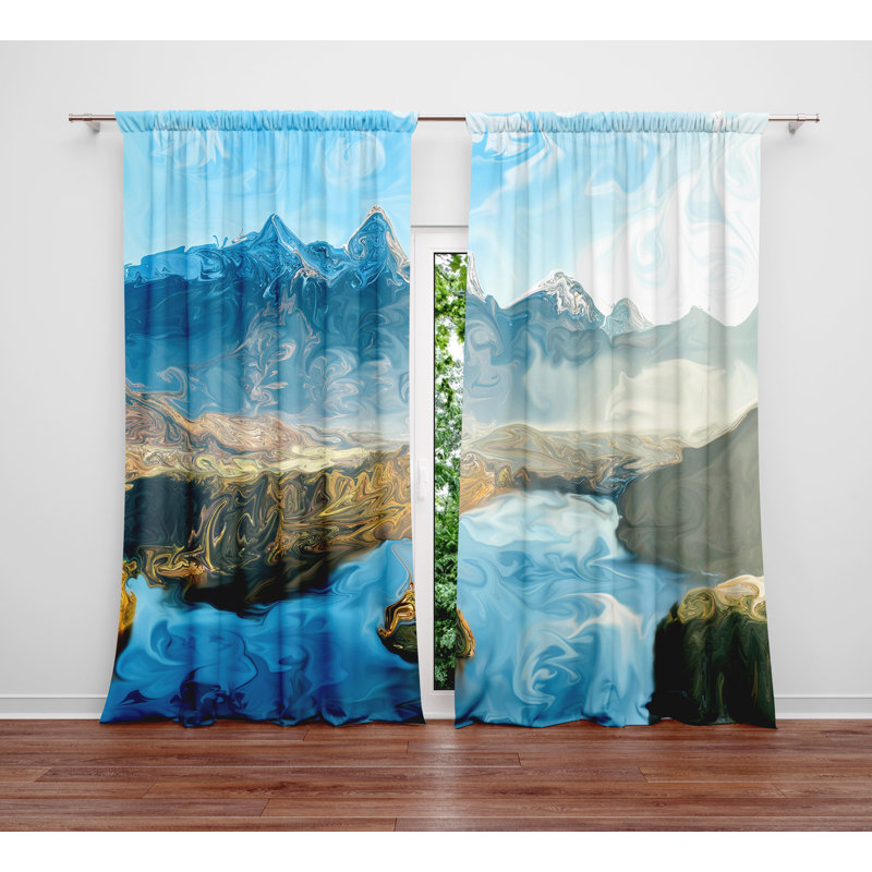 Panneau de rideau simple Radcliff Beautiful Mountains and Lake, L 20 po x L 61 po