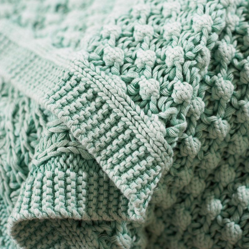Sage Knitted Cotton Throw Blanket 24" x 17"
