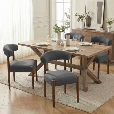 Upholstered Dining Chair Set of 4, Extra-Wide 20” Seat, Deep Cushioned Comfort, Durable Easy-Care Fabric, Solid Wood Legs