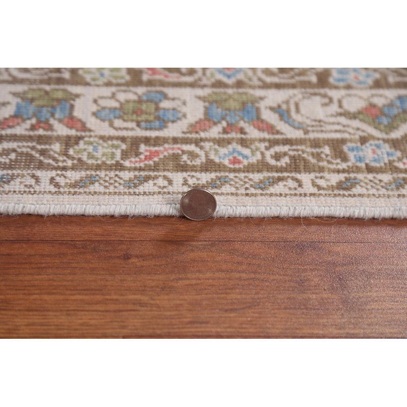 Tapis oriental géométrique en laine Oushak noué à la main 5 x 7