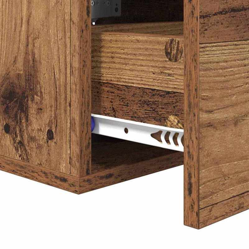 35cm W Manufactured Wood Bedside Table, Old Wood