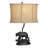 22.75" Resin Table Lamp With Burlap Shade