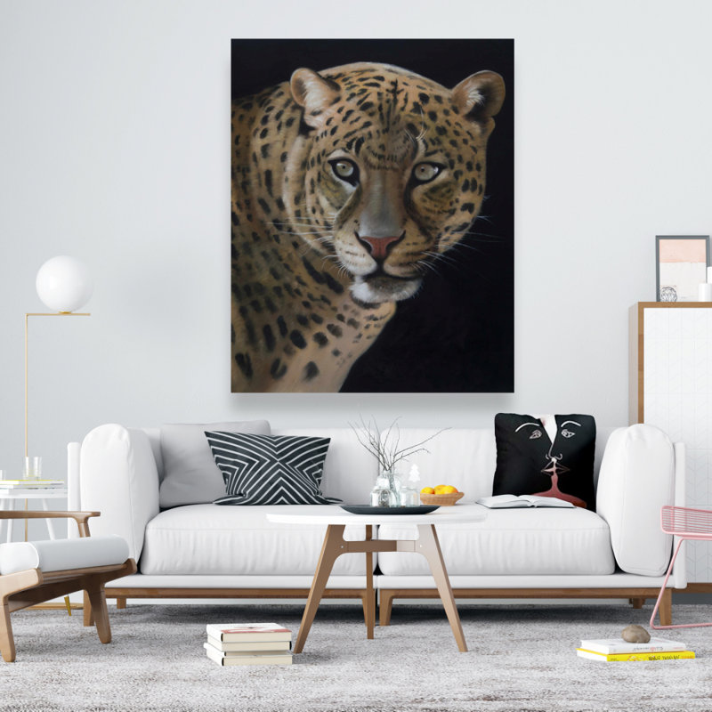 Toile réaliste léopard féroce | Décoration hyperréaliste