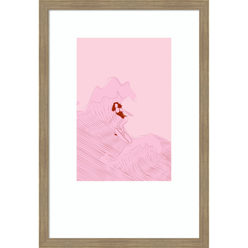 «Pinkwave» par Treechild, impression sur bois encadrée, 18 x 26