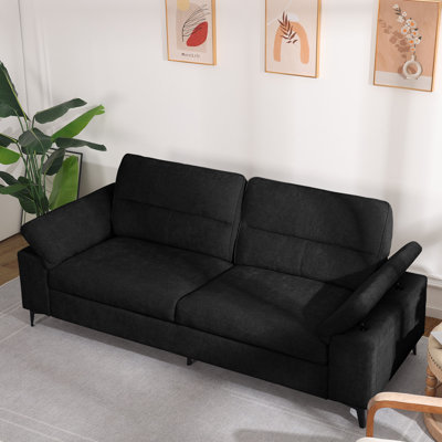 71” Modern Chenille Sofa Adjustable Armrest Couch