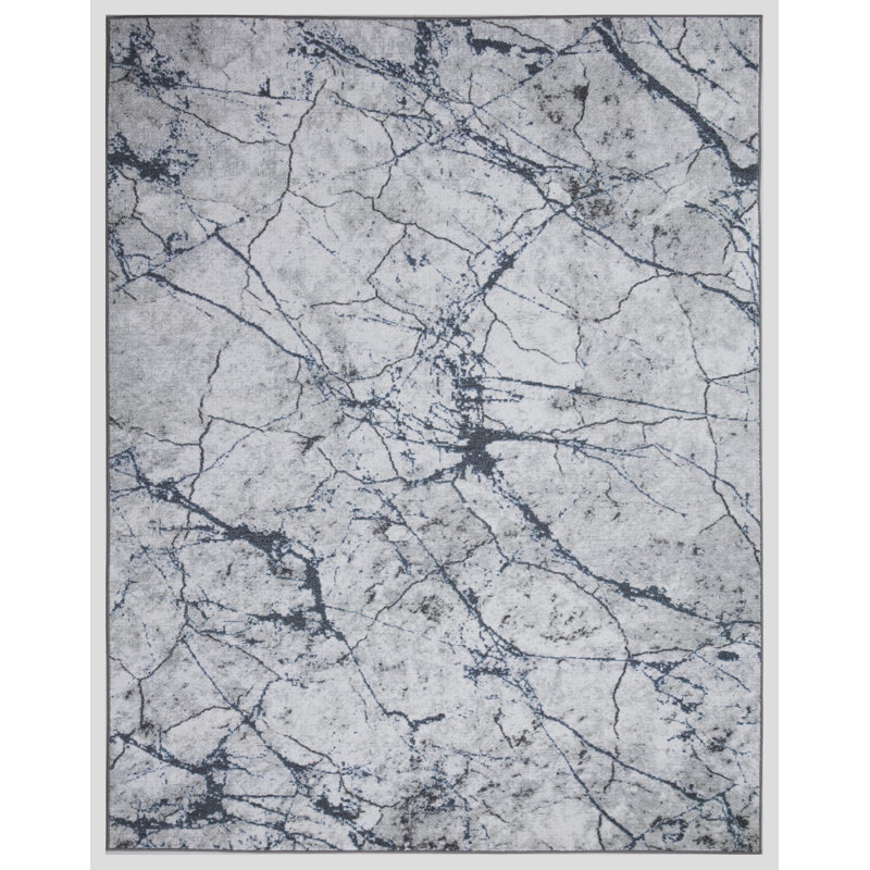 Tapis lavable antidérapant en marbre Lyanne, Rectangle 7 pi 10 po x 10 pi