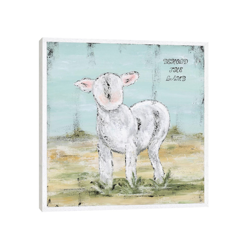 Behold The Lamb by Ashley Bradley - Print on Canvas, White Framed, 66.04 cm H x 66.04 cm W