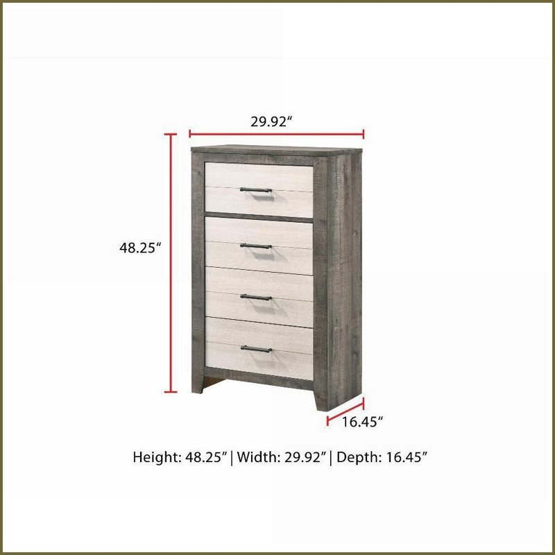 Chests &amp; Wardrobes Farmhouse 4-Drawer Two-Tone Chest with Metal Pulls | Gray, Beige