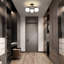 3- Lights 20.08'' Modern Black/Brass Iron Glass Cover Globe Semi Flush Mount Lighting For Bathroom/Hallway/Entryway-619160584