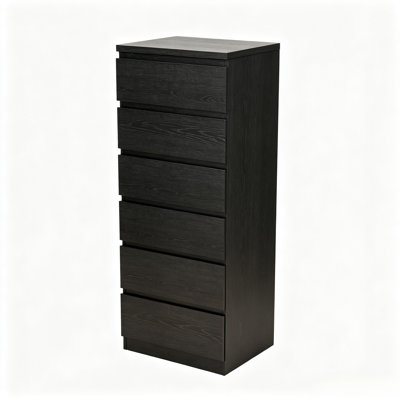 18.9" Black 6 Drawer Tall Dresser, Narrow Storage Tower Chest with Handle-Free Design, Vertical Closet Organizer for Small Bedroom & Apartment