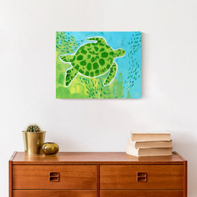 Tortue de mer brillante sur toile
