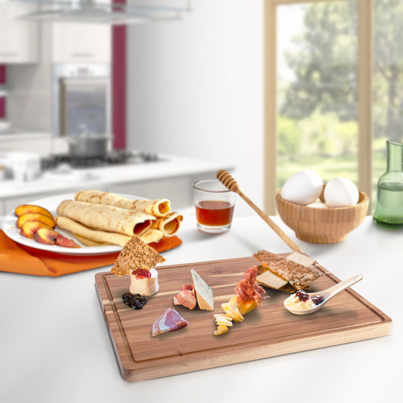 Acacia Wood Butcher Block Cutting Board, Extra Large & Extra Thick - Reversible Chopping Board with Deep Juice Groove & Side Handles - For Meat, Veggies & Fruit - Size: 61 x 45.7 x 3 cm