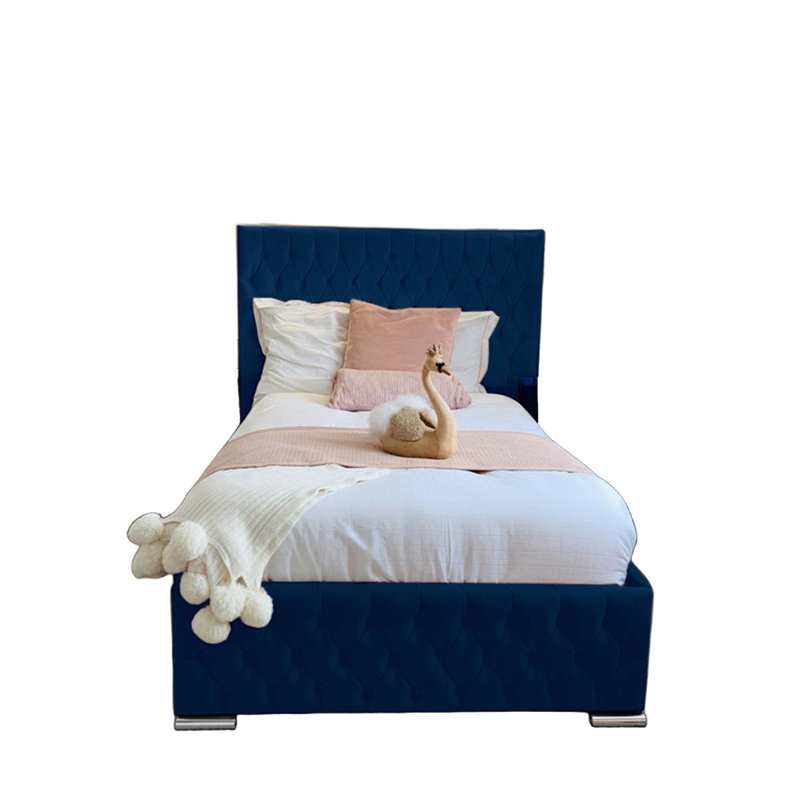 Tharpe Upholstered Bed Frame   , Single (3'), Parliament Blue