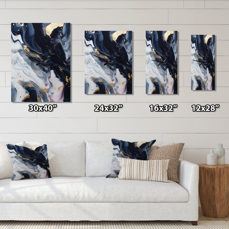 Jandiel - Horloge murale abstraite en marbre, H 32 po x l 24 po x P 1 po