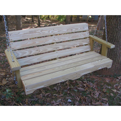 American Pine Collection Outdoor Porch Swing with Premium Stainless Steel Chain & Premium SS Hanging  Hardware Kit 