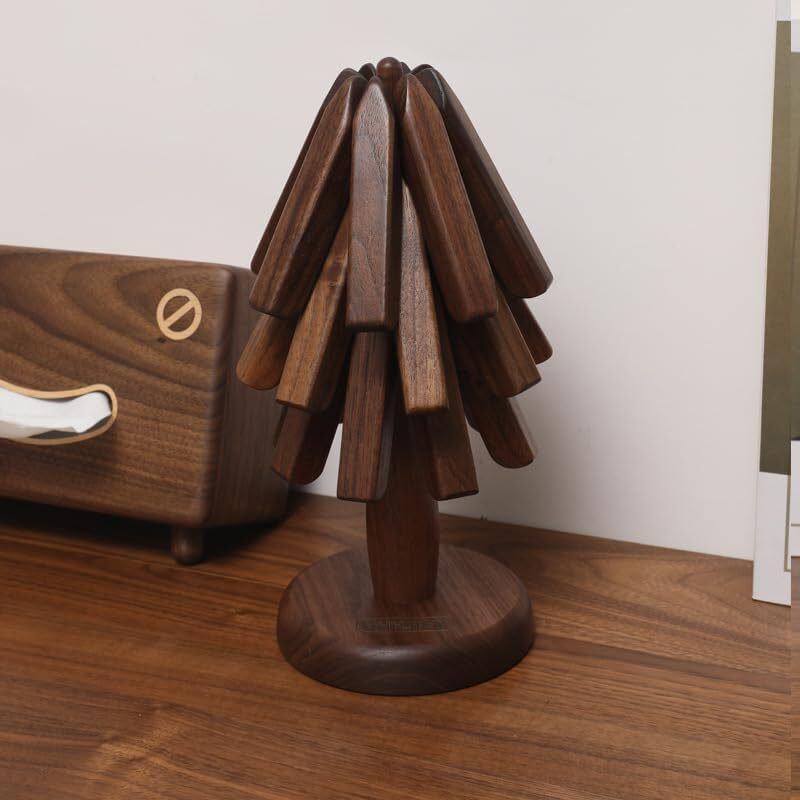 Ensemble de 3 sous-pieds en noyer avec motif en forme d'arbre