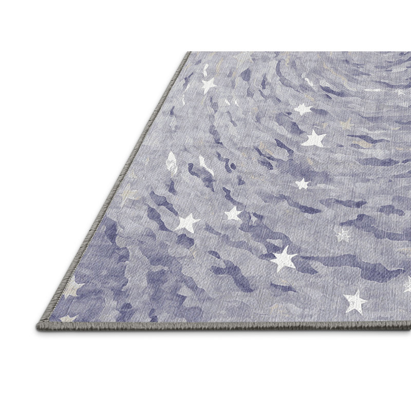 Machine Washable Gray Area Rug, Round 5'