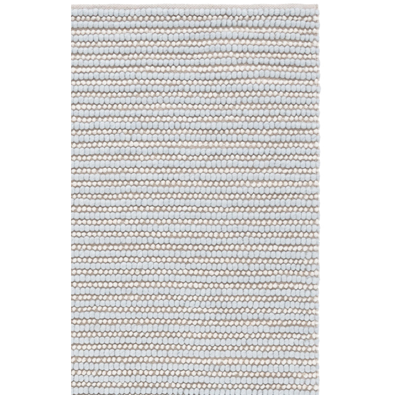 Tapis bleu clair / ivoire en laine / coton à motif plat Natura 287, Rectangle 5 pi x 8 pi