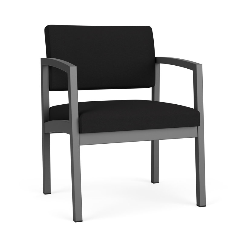 Chaise d'invité en acier Lenox, Gris anthracite, Noir Visite Libre - tissu uni