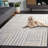 Nedin Hand Tufted Pet Yarn/Wool/Cotton Striped Rug in Blue/Ivory-1636969497