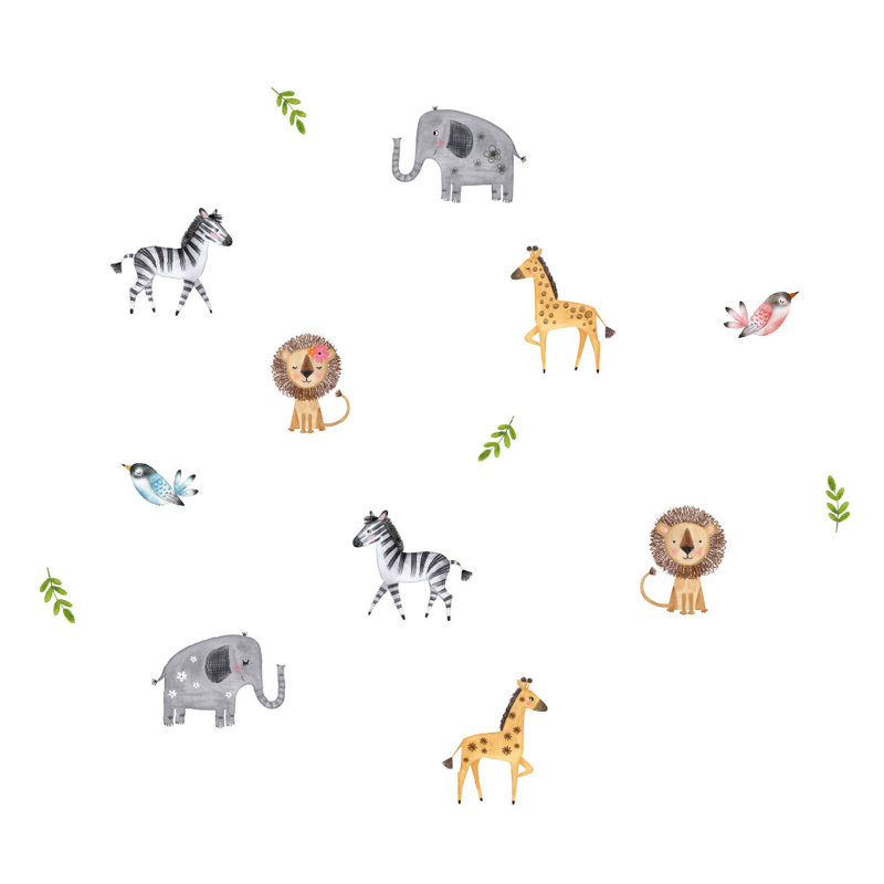Cute Safari Wall Sticker Pack, 100cm H x 100cm W