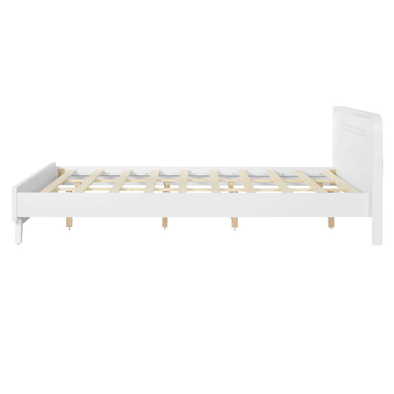 Pine Solid Wood Queen Size Bed, Solid And Stable, No Box Spring Needed