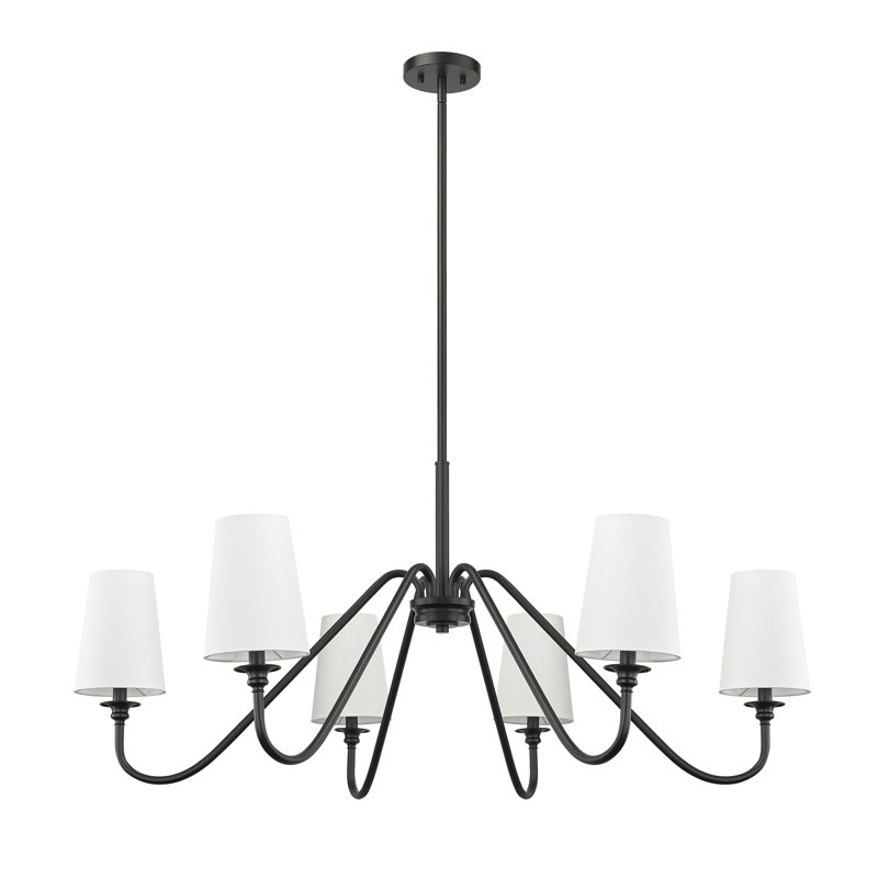 Sujal 6 - Light Steel Dimmable Chandelier, 20.75" H x 46.25" W x 46.25" D, Matte Black