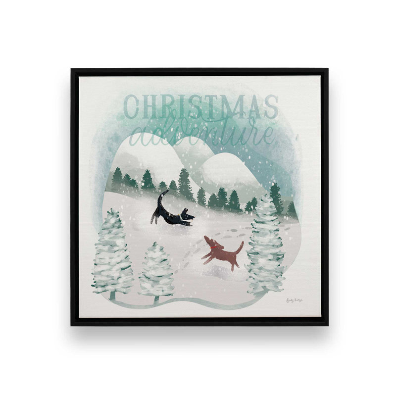 «Christmas Fun in Snow I», impression, Cadre noir, H 32,75 po x l 32,75 po x P 1,75 po
