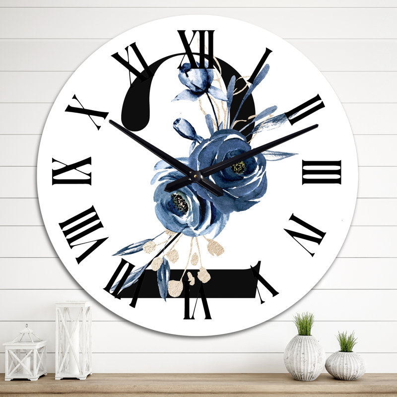 Art floral avec numéro deux II - Horloge murale traditionnelle, Grand