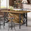 Îlot de cuisine avec rangement, table de travail industrielle de 63 pouces avec 2 tablettes, brun rustique