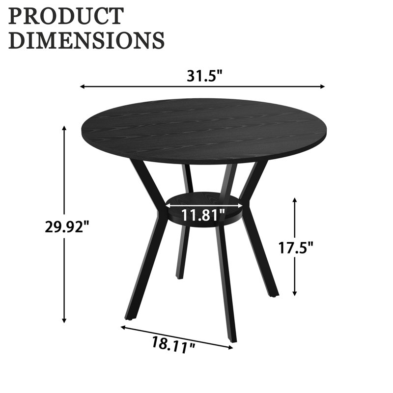 Table basse 31,49 pouces avec table de rangement et 2 ou 3 tablettes, Noir, H 29,92 po x l 31,49 po x P 31,49 po