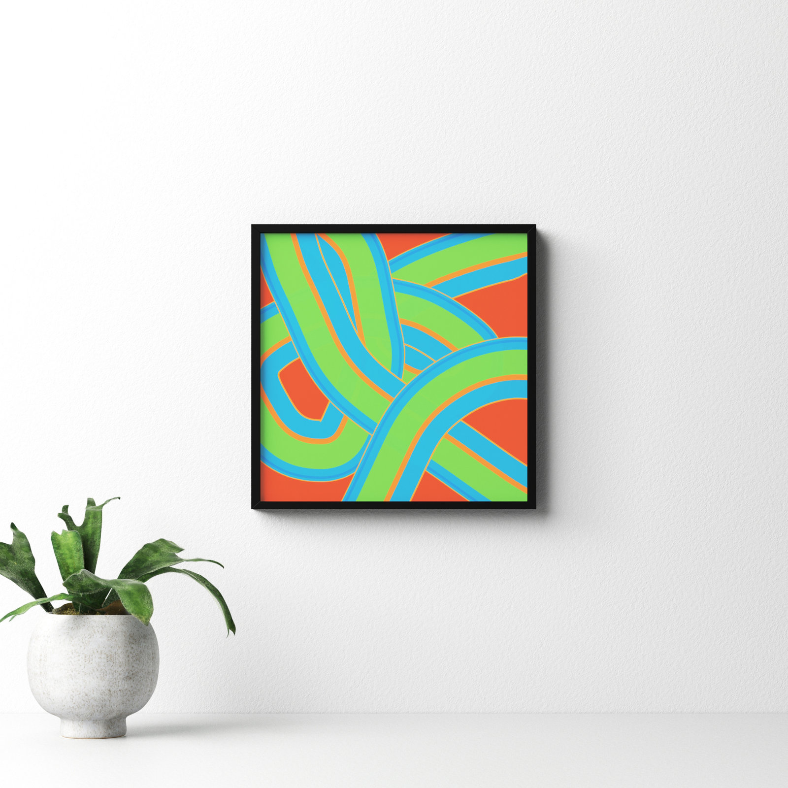 Twist Series I "Twisted Love" Print, 16" H x 16" W x 1.25" D, Black