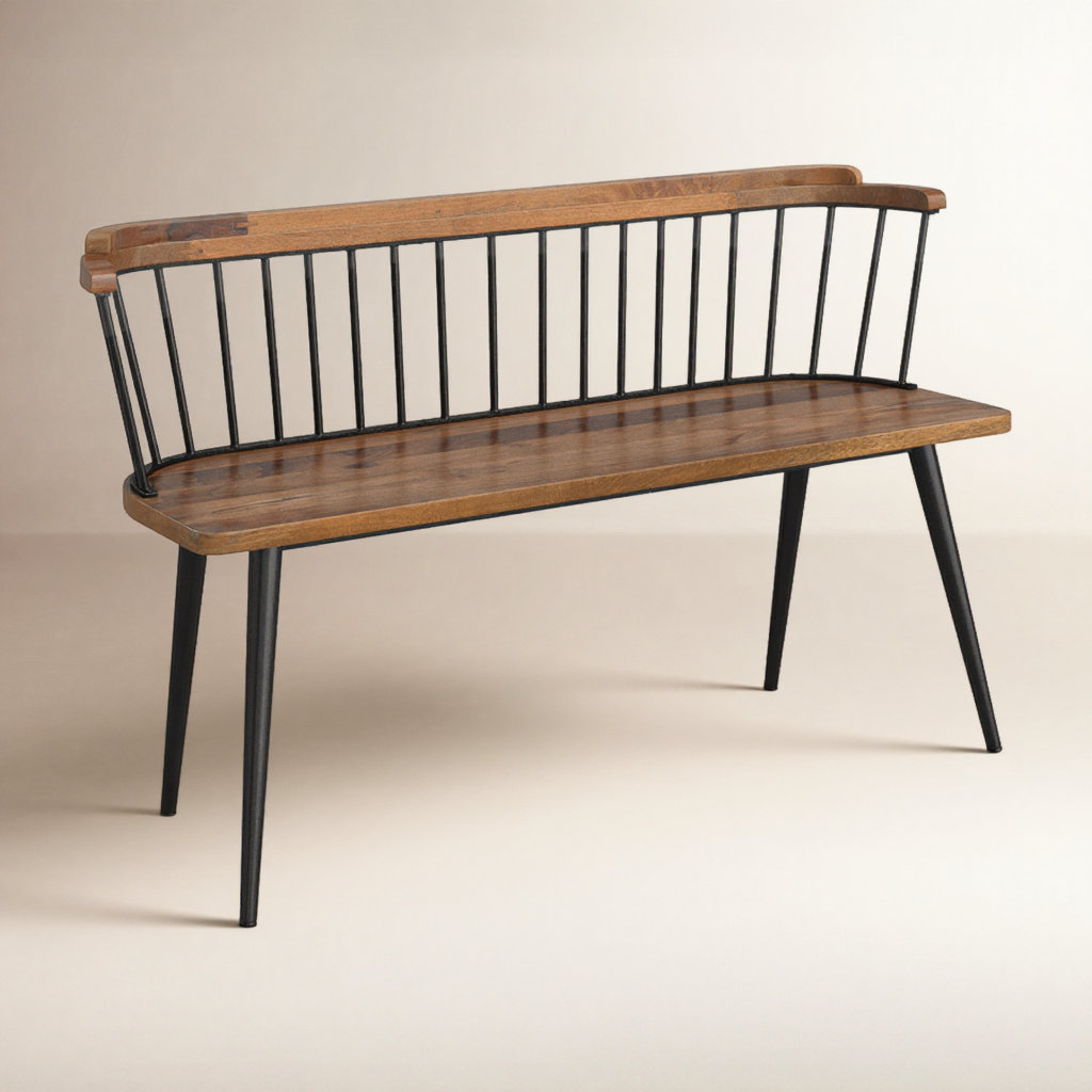 Eudora 51" Entryway Bench, Natural Mango/Black