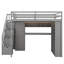 Full Size Loft Bed With Desk & Wardrobe, All-In-One Space Saving Furniture For Bedroom, Includes Storage Shelves & LED Lights-1578887741