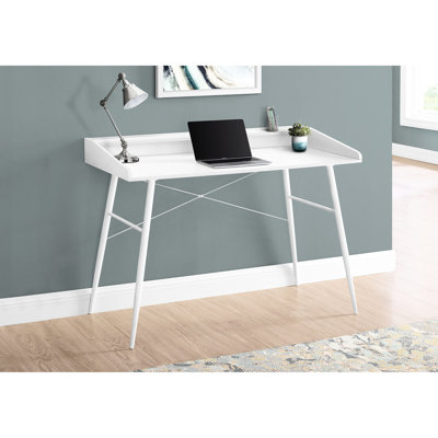 Contemporary Computer Table For Office - 48"l With White Laminate, Metal, And Storage Space Home Furniture Desk In Facilities, Modern & Metal