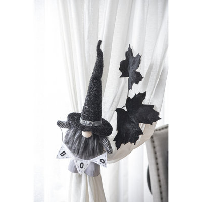 Gnome noir en tissu 6 x 4 x 20 po avec bannière «Boo», pour la décoration d'Halloween