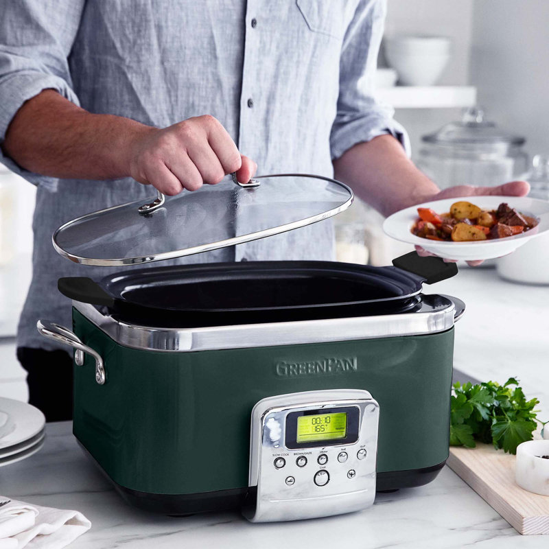 GreenPan Elite Ceramic Nonstick 6-Quart Slow Cooker, Oxford Blue