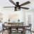 52" Black Farmhouse Industrial Flush Mount Ceiling Fan, 6-Speed DC Motor Low Profile Caged Ceiling Fan with Light and Remote