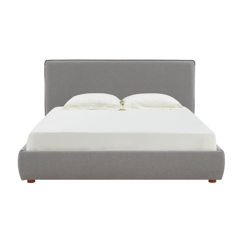 Callahan Upholstered Platform Bed, King, Light Gray Linen
