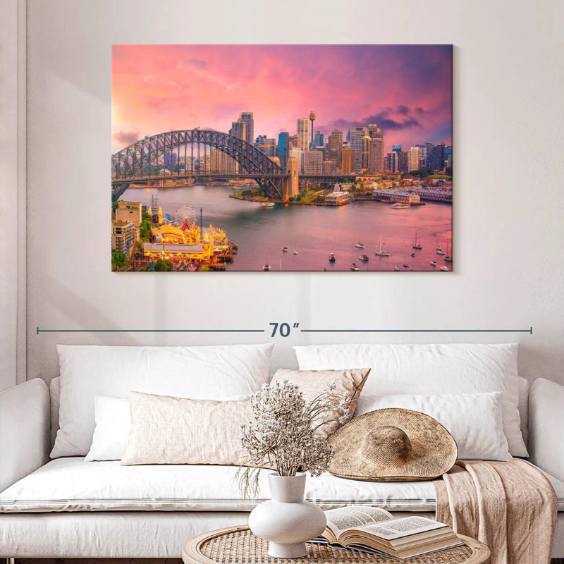 Nicci Pink Sydney Harbour Skyline, 32" H x 48" W